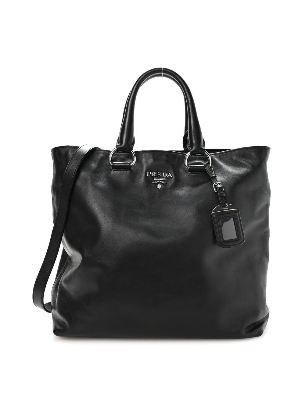 Prada Soft Calf Shopping Tote Black #282384P10B